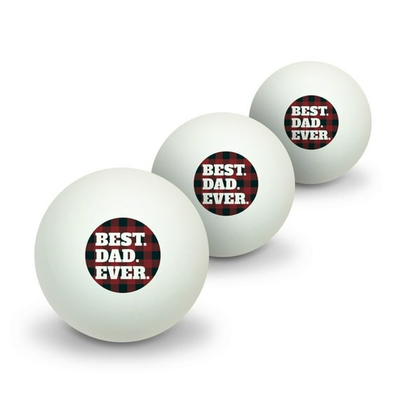 Best Dad Ever Red Black Plaid Novelty Table Tennis Ping Pong Ball 3 Pack