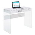 thumbnail image 2 of UrbanPro Contemporary Glass 36 Desk in Clear Glass and White Faux Marble Finish, 2 of 4