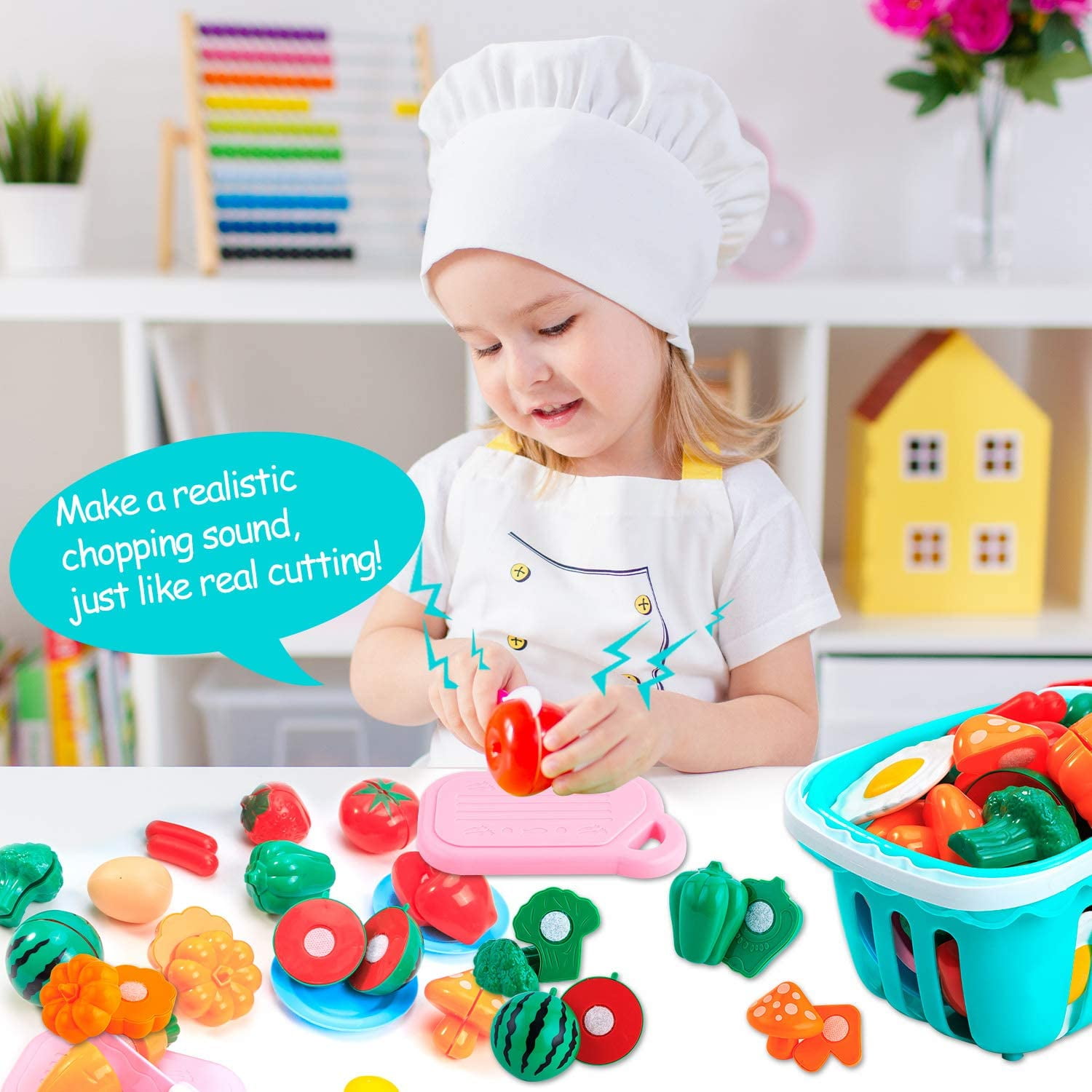 B-version kitchen dishes 16-piece set children's fruit-cutting toys  baby play house kitchen vegetable cutting set 