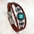 thumbnail image 2 of Slatcetga Unisex Vintage Style Bracelet 12 Constellations Faux Cowhide Alloy Woven Bracelet (Aquarius), 2 of 2