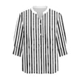 thumbnail image 4 of Camisas de Cuello de Tripulación de Manga Larga para Hombres 3/4 Cuarto de Manga con Cuello en V Botón Arriba Cardigan Top para la Moda Casual de Verano, 4 of 5