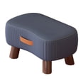 thumbnail image 4 of Reposapiés pequeño otomano con patas de madera, creativo, con asa Azul oscuro, 4 of 9
