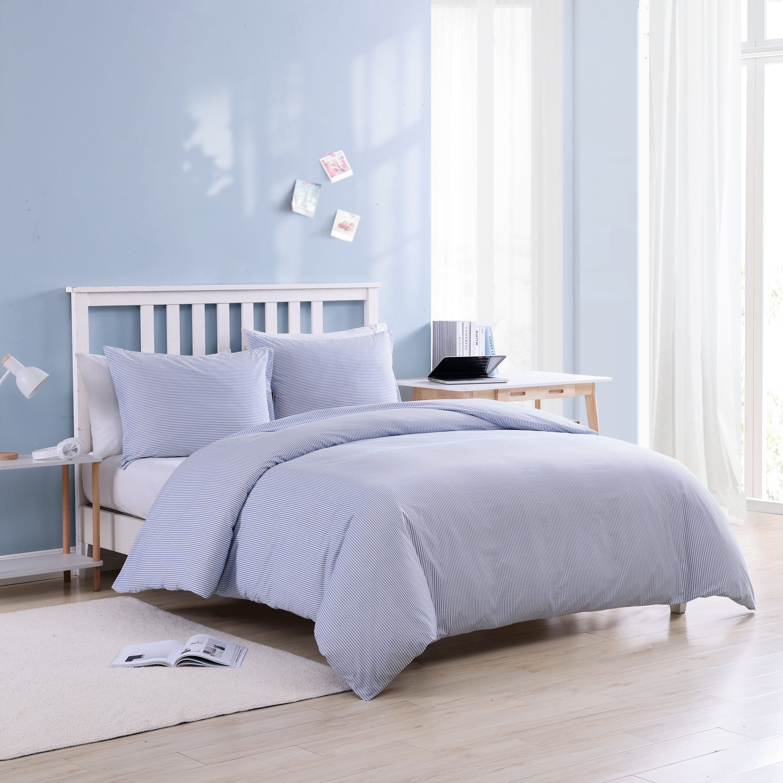 Poppy & Fritz Oxford Stripe White King Duvet Cover Set
