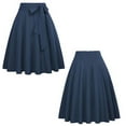 thumbnail image 2 of Women's High Waist A-Line Skirt Vintage Skater Flared Midi Skirt Lace Up Bow Tie Pleated Swing Long Flared Midi Maxi Skirt, 2 of 5