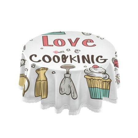 

60 Round Tablecloth with White Lace Trim Wrinkle & Heat-Resistant Table Cover for Dining and Home Decor Cooking Tools and Kitchen Utensils