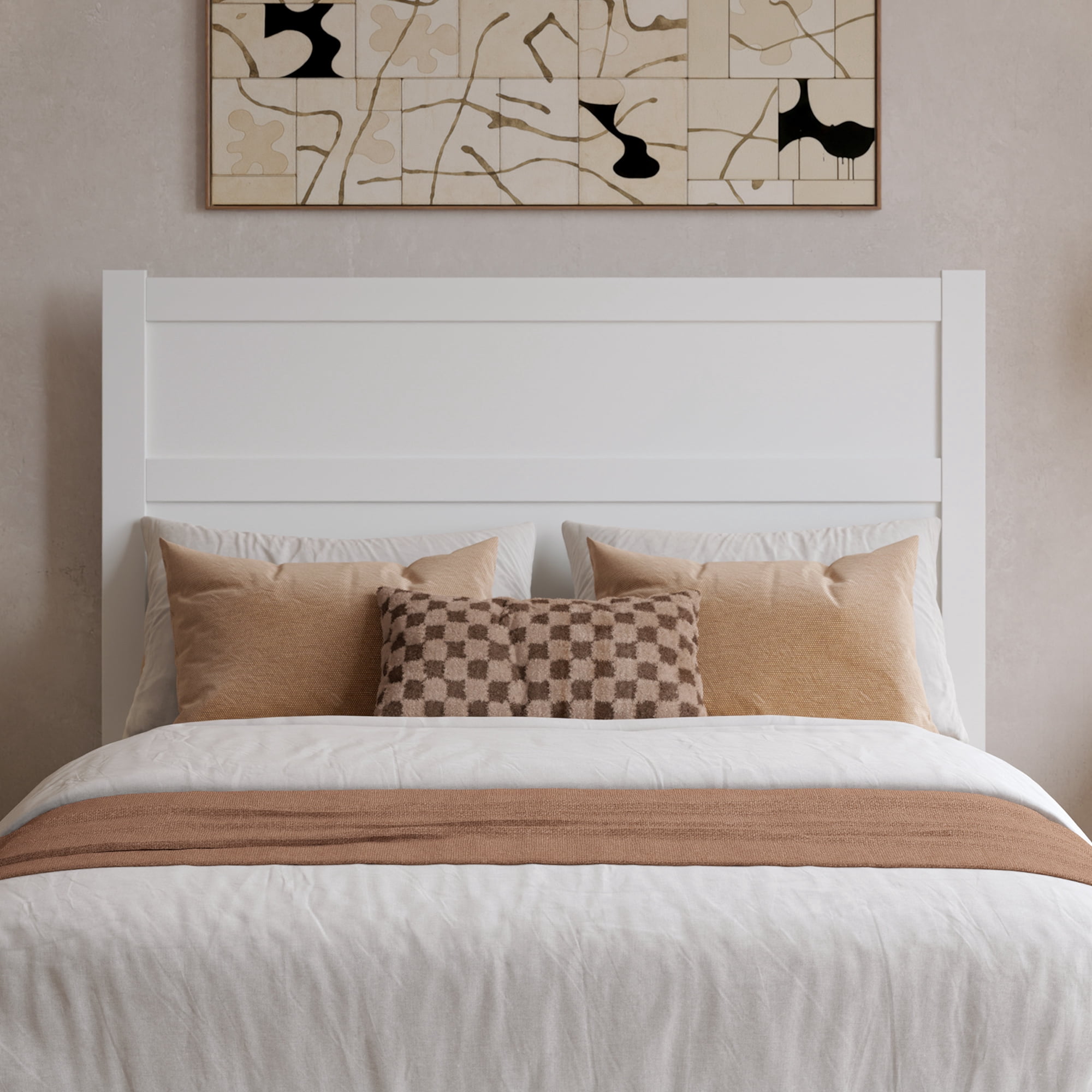 AFI Aveline Full Modern Panel Wood Headboard, White