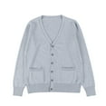thumbnail image 1 of Chaquetas y abrigos casuales de manga larga sin capucha para mujer, cárdigan de punto de color liso con botones, doble bolsillo, chaqueta informal de manga larga con capucha, top de algodón para mujer, 1 of 3
