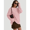 thumbnail image 4 of Suéteres de Cuello Redondo de Punto Extragrandes para Mujer Rosa L, 4 of 6