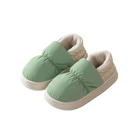 

Wazshop Men Slippers Home Winter Warm Shoe Memory Foam Booties Slipper Lightweight Plush Lined Moccasins Women House Shoes Cozy Round Toe Green 5.5-6