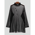 thumbnail image 6 of Men's Turtle Neck Loose Mesh Shirts Clubwear Lightweight Long See-thru Pullover Shirts, 6 of 8