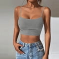 thumbnail image 2 of Lovzfmll Summer Crop Going Out Sleeveless Solid Collar Camisole Tank Top with Scoop Neck for Women, Soft Blouse Gray, M, 2 of 5