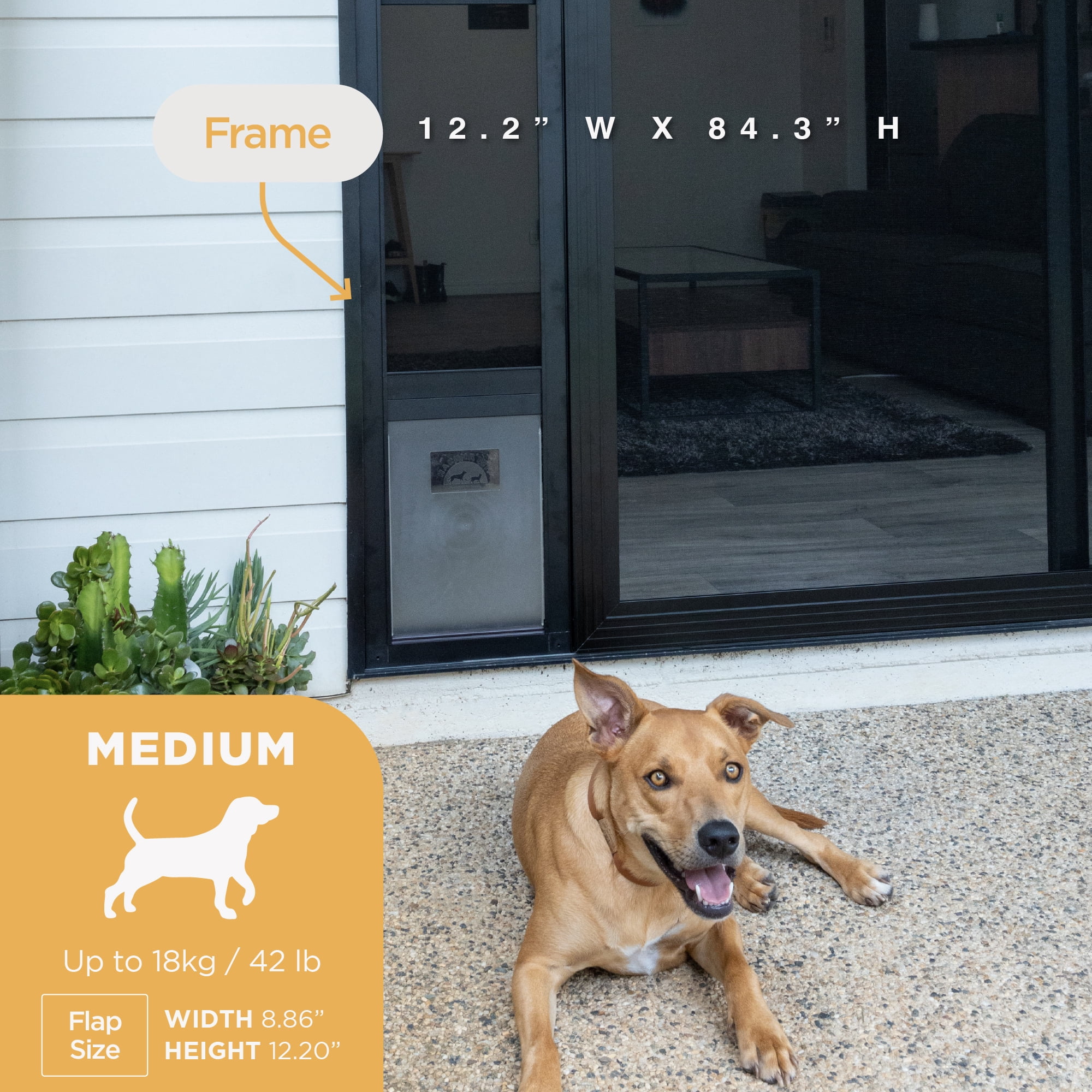 Hakuna Pets Medium Black Mesh Patio Pet Door, Suitable for Screen Sliding Doors, for Dogs & Cats up to 42 lbs