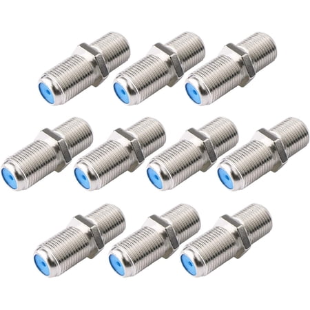 ZGDong F81 Coaxial Cable Connector 3GHz F-Type RG6 Cable Extension Adapter (Pack of 10, Silver)