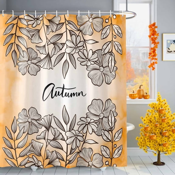 Fall Fall Floral Plant Watercolor Style Shower Curtains for Bathroom, Waterproof Fabric Shower Curtain for Bathroom Bathtub Decoration, Machine Washable, 54x"78"