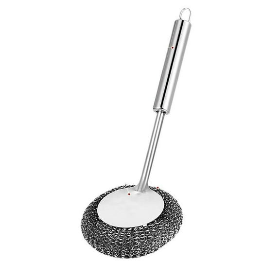 Long Handle Stainless Steel Scourer Heavy Duty Scrubbing Brush For Dishes Bowls Pots And Pans Kitchen Cleaning Essential