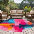 thumbnail image 4 of Round Rugs 5Ft, Pink Orange Teal Round Area Rug Washable Indoor Throw Carpet, Modern Contemporary Oil Painting Soft Non Slip Circle Rug for Cabinet Bathroom Home Decor Aesthetic, 4 of 8