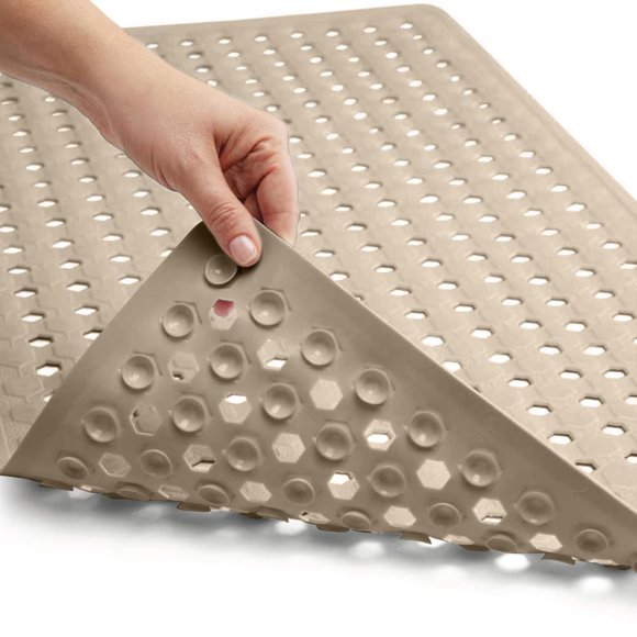 Gorilla Grip Patented Bath Tub Shower Mat, 35x16 Washable Bathtub Floor Mats, Suction Cups and Drain Holes to Keep Tubs Clean, Mint Opaque