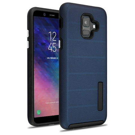 Samsung Galaxy A6 (2018) - Phone Case Protective Shockproof Dots Textured Armor Hybrid Rubber Rugged Cover BLUE slim Phone Case for Samsung Galaxy A6
