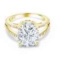 thumbnail image 2 of Gem Stone King 18K Yellow Gold Plated Silver White Moissanite Ring for Women | Oval 12X10MM | 5.63 Cttw | Available in Size 5, 6, 7, 8, 9, 2 of 4