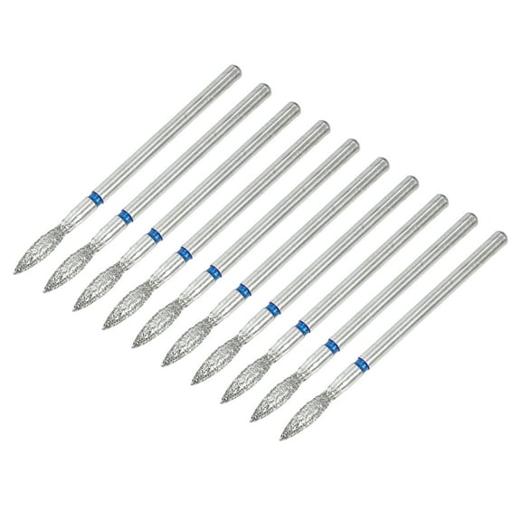Unique Bargains 10 Pcs Emery Nail Drill Bits Set for Acrylic Nails 3/32 Inch Nail Art Tools 44.2mm Length Blue