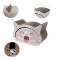 thumbnail image 2 of THE LICKER STORE Opal 19" Modern Cardboard Happy Cat Head 2-in-1 Cat Cave Scratcher with Built-In Bell Toys and Catnip, Muted Pink/Cream, CSR1000A, 2 of 9