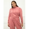 ELOQUII Elements Plus Size Puff Sleeve Hooded Sweatshirt