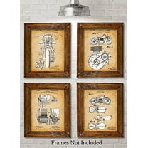 Original Indian Motorcycle Patent Art Prints - Set of Four Photos (8x10) Unframed - Great Gift for Motor Cycle Riders