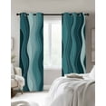 thumbnail image 3 of Abstract Turquoise Moire Blackout Curtains 39 Inches Length, Gradient Coastal Ocean Geometric Window Treatment Thermal Insulated Drapes for Bedroom Living Room 2 Panels 55x39 Inches, 3 of 8