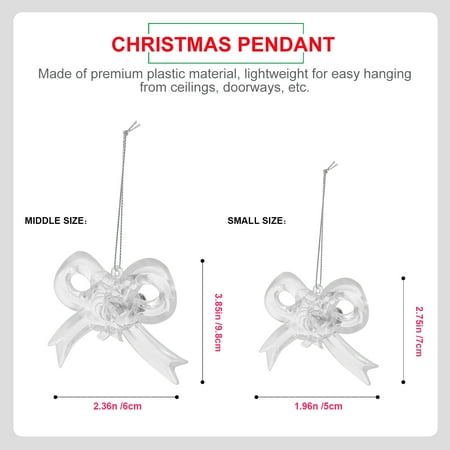 

TOYMYTOY 6Pcs Christmas Plastic LED Light Xmas Luminous Bow Pendants Party Decorations