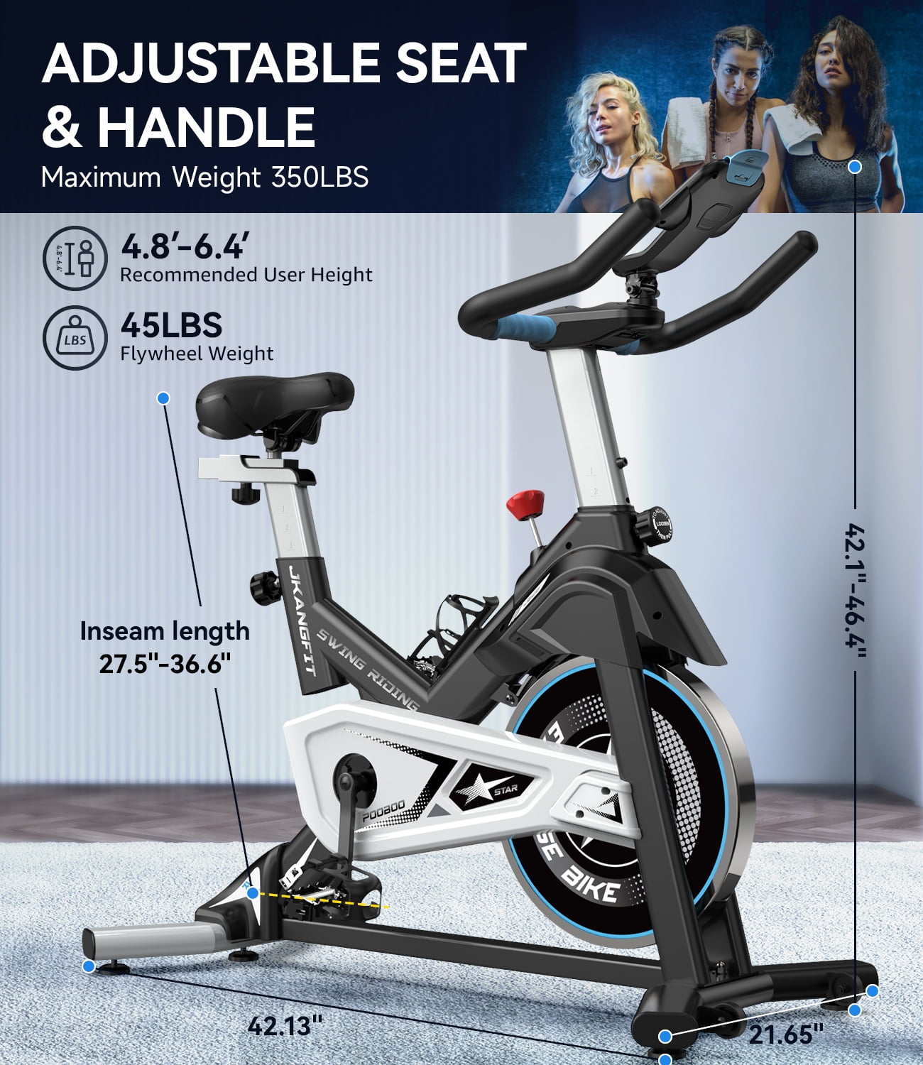 Pooboo Indoor Cycling Bike Magnetic Stationary Exercise Bikes Home Cardio Workout Bicycle Machine Flywheel Weight 40lbs