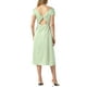 thumbnail image 3 of Vestido de satén INSPIRE CHIC para mujeres con cuello de cowl, mangas cortas, espalda descubierta, diseño retorcido, abertura, vestido de cóctel midi, verde claro L, 3 of 6