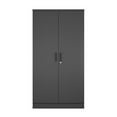 thumbnail image 3 of Pemberly Row Armoire Garde-Robe Moderne en Bois à Deux Portes, Noire, 3 of 10