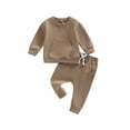 thumbnail image 2 of Musuos Baby Girls Boys 2 Pieces Outfit, 6 12 18 24M 3T Solid Color Long Sleeve Pocket Sweatshirts Tops + Elastic Waist Long Pants Set, 2 of 10