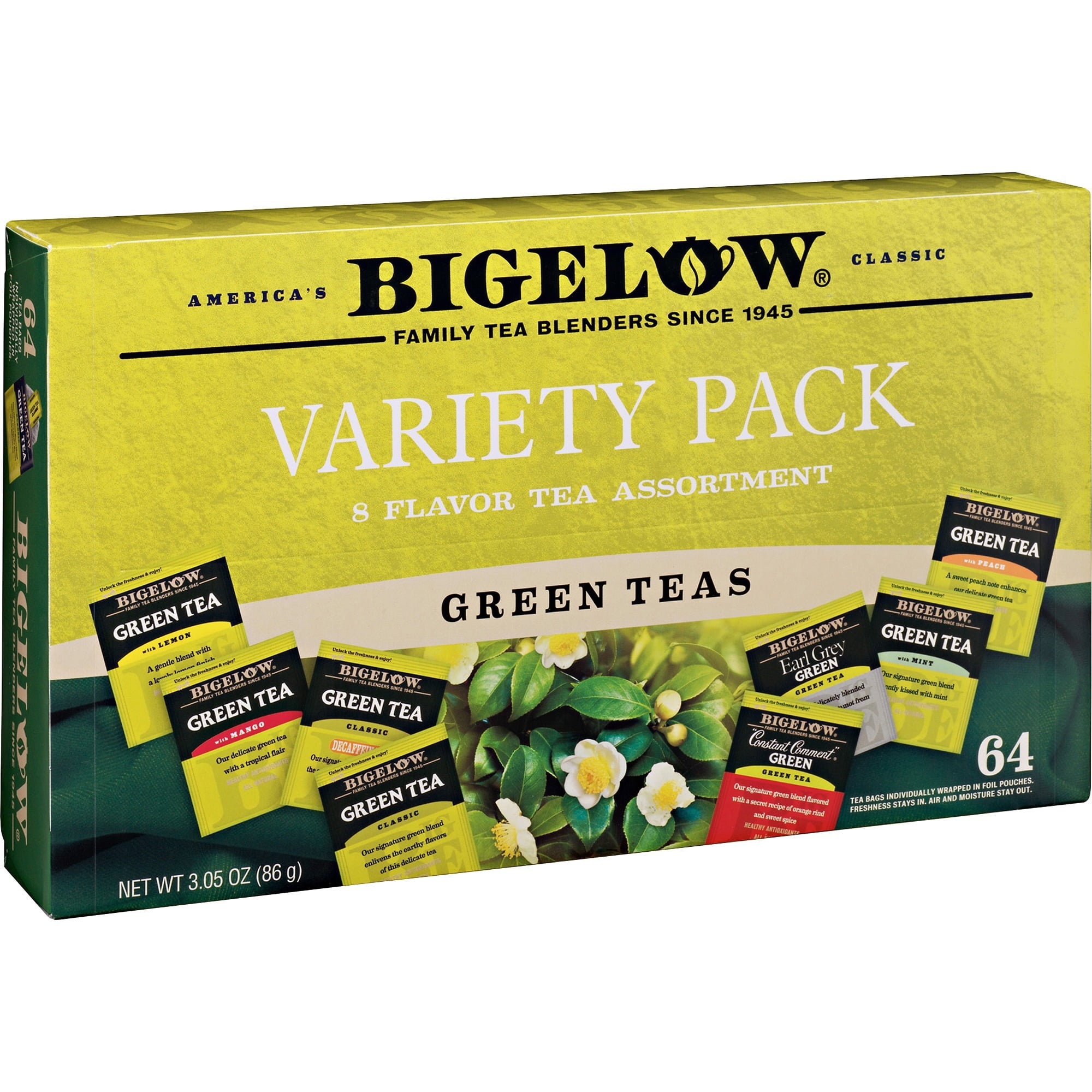 Bigelow 30568CT Green Tea Assortment Variety Gift Box: 64 / Box, 6 Boxes / Carton