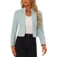 thumbnail image 1 of BLAZER DE TWEED CHIC PARA MUJERES CON CUELLO ALTO, CORTO Y ABIERTO, TAMAÑO S, AZUL CLARO, 1 of 6