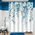 Cozy Nest Stall Blue Eucalyptus Shower Curtain Set Watercolor Floral