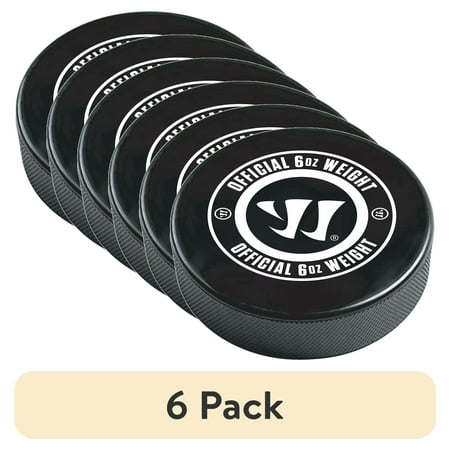 (6 pack) Warrior Official Size Ice Hockey Puck - 6oz - Black Rubber - Ideal for Use on Ice