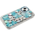 thumbnail image 4 of XPM for Apple iPhone 12 Pro Max 3D Diamond Floral Butterfly Bling Stone Hybrid, Sparkly Rhinestone Gemstone Back Shockproof Phone Case Cover (Blue), 4 of 9