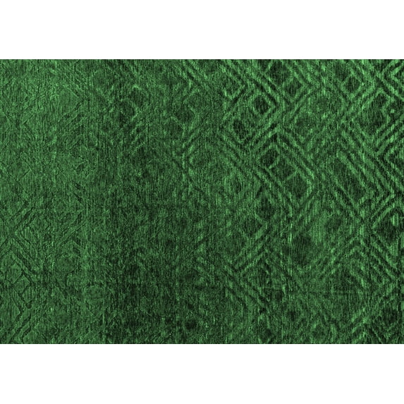Ahgly Company Indoor Rectangle Abstract Emerald Green Modern Area Rugs, 2' x 3'