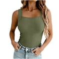 thumbnail image 2 of Yteetum Women's Tank Tops with Build in Bra Padded Summer Square Neck Sleeveless Shirts Casual Solid Lightwieght Comfy Layering Tanks, 2 of 8