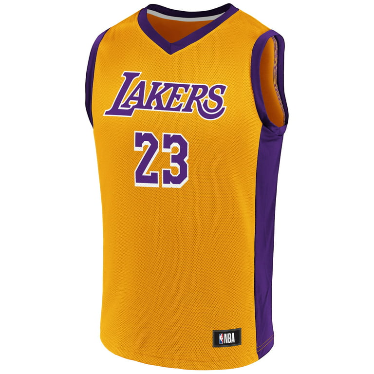 Men's Fanatics Branded LeBron James Gold/Purple Los Angeles Lakers Replica  Jersey 