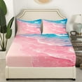 thumbnail image 3 of Erosebridal Pink Beach Twin Sheet Sets, Romantic Ocean Bedding Twin Size, Coastal Marine Reversible Bed Sheets Twin, Microfiber Bedroom Decoration, 3pcs, 3 of 7