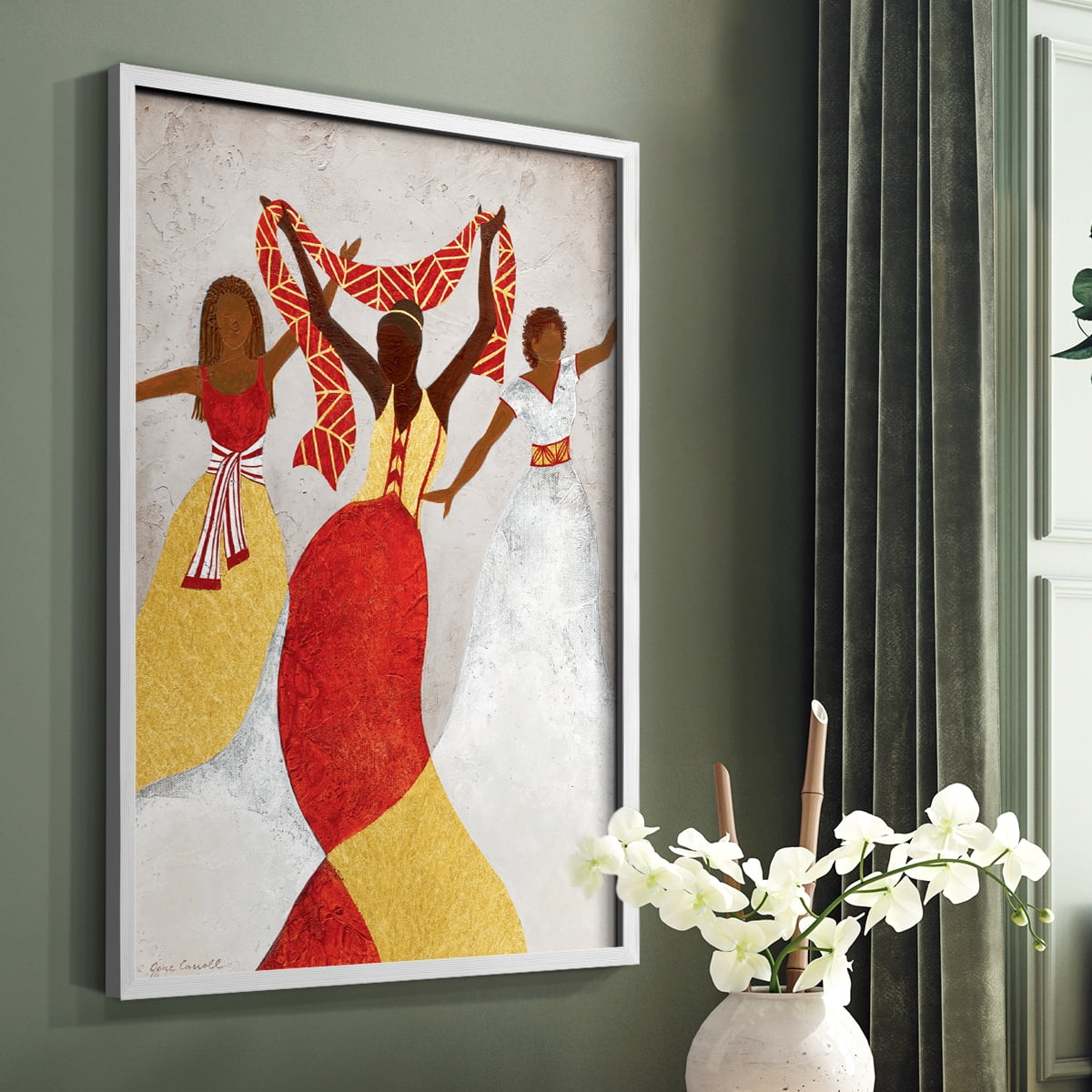 Golden Rhythm in White Solid Wood 8 x 10 Framed Print
