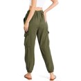thumbnail image 3 of C'est Toi Women's High Rise Baggy Cargo Woven Tencel Jogger Pants (L, Olive), 3 of 3