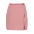thumbnail image 6 of Stamzod Plaid Skirts for Women Solid Color Summer A-Line Split Pencil Skirt Casual Corduroy Mini Skorts for Woman Pink L, 6 of 8