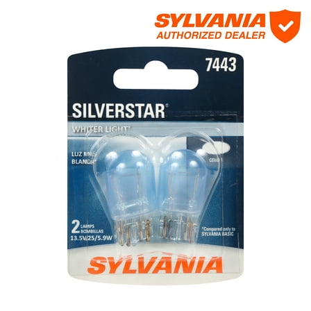 Sylvania 7443 SilverStar Mini Bulb, 2 Pack, Compatible with Multiple Cars