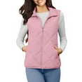 thumbnail image 2 of Otntypg Women's Quilted Vest Fall Winter Lightweight Casual Stand Collar Full Zip up Padded Gilet Sleeveless Down Jackets Coats Outwear with Pockets Pink M, 2 of 8