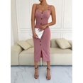 thumbnail image 3 of Slim-fit sexy knitted slip dress with slit, 3 of 7