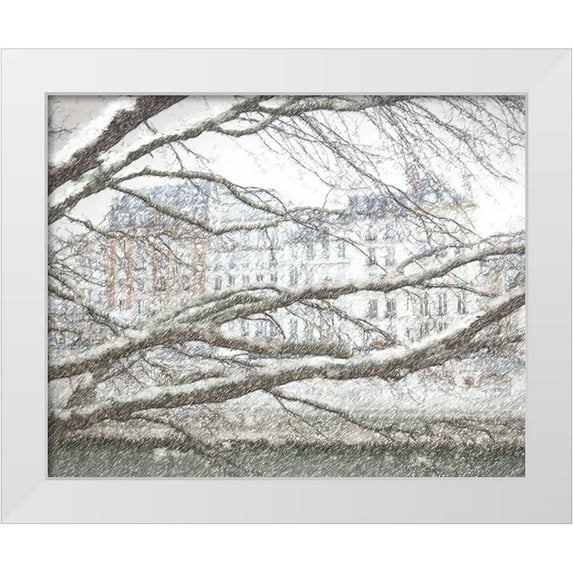 Murdock, Ramona 18x15 White Modern Wood Framed Museum Art Print Titled - Snow Day in Paris
