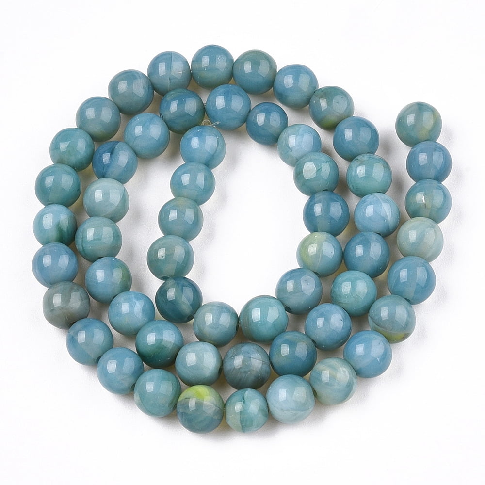 Glass Round Beads Strands Imitation Stones Round Steel Blue 8~8.5x8mm Hole: 1mm about 46~52pcs/strand 14.17''~15.35''(36~39cm)